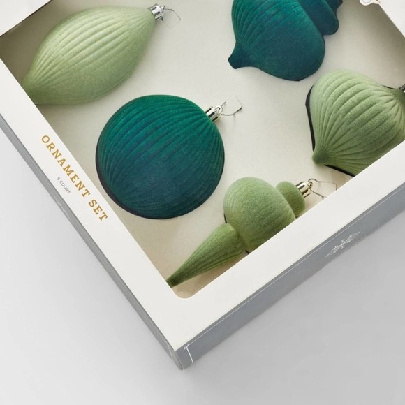 Flocked Finial Christmas Tree Ornament Set 6pc - Wondershop - Picture 3 of 3